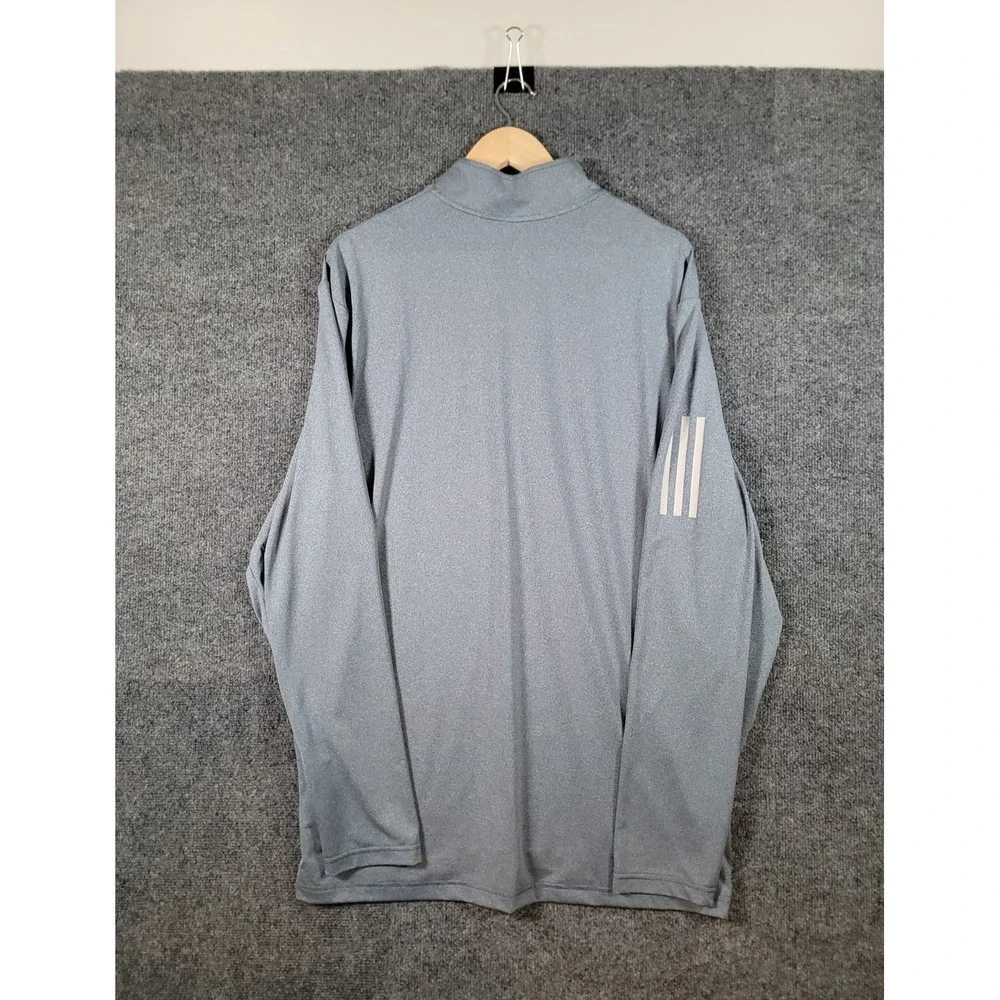 Adidas Shirt Mens XXL 1/4 Zip Performance Long Sleeve Active Workout Gray Golf